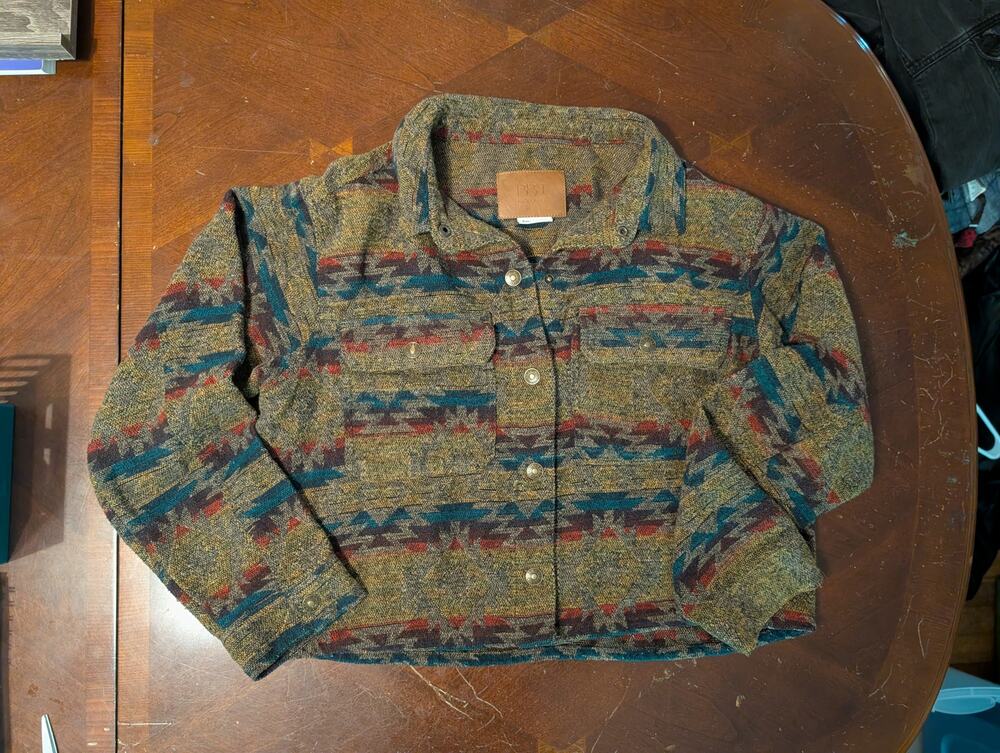 BBJ Los Angeles Southwestern Tapestry Jacket Womens XL Aztec Tribal Shacket